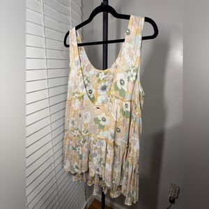 O'Neill Pastel Floral Tiered Tank Top - Yellow, Cream & Green